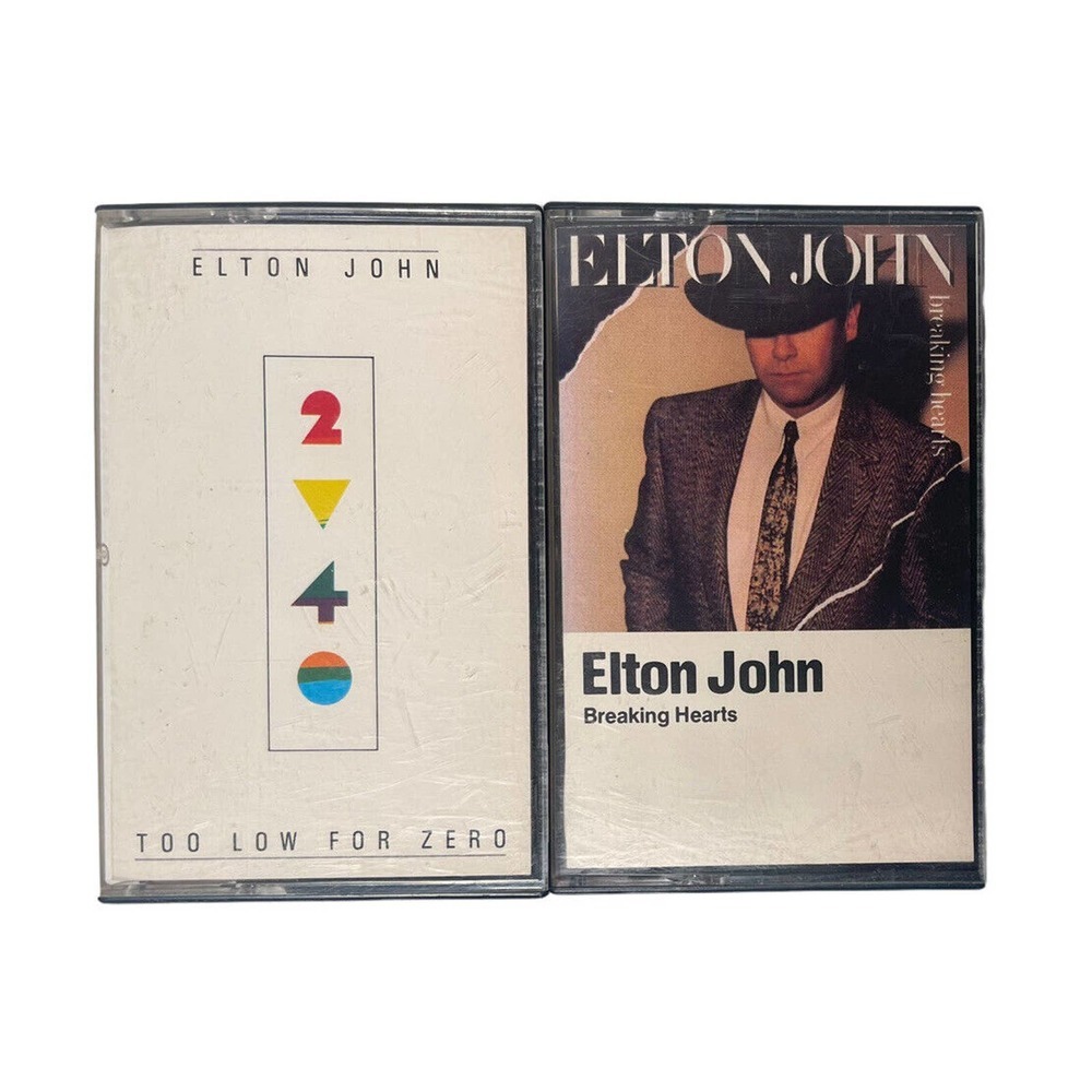 Lot Of 2 Vintage Elton John Cassette Tapes Too Low For Zero & Breaking Hearts